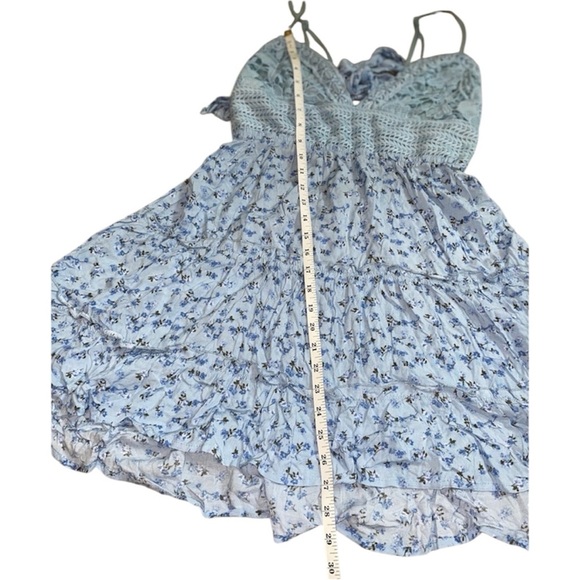 Floral Ditsy Crochet-Top Tiered Mini Dress - Picture 5 of 6